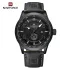 NAVIFORCE 9229 Trend Casual Wristwatch for Man Military Sports Water Resistant Leather Strap Men's Clock Quartz Calendar Male Watches - Black Grey Black